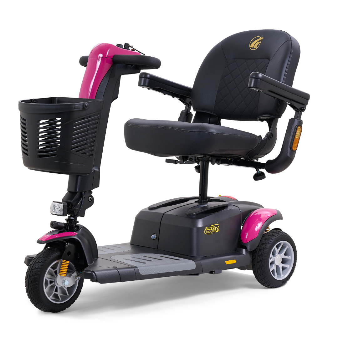 Golden Tech Buzzaround LX - Luxury 3 Wheel Portable Mobility Scooter - Orchid Pink left